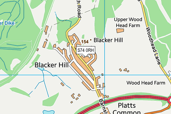 S74 0RH map - OS VectorMap District (Ordnance Survey)