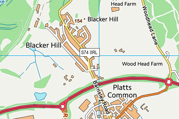 S74 0RL map - OS VectorMap District (Ordnance Survey)