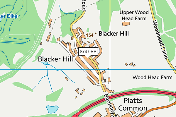 S74 0RP map - OS VectorMap District (Ordnance Survey)