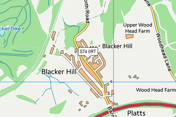 S74 0RT map - OS VectorMap District (Ordnance Survey)