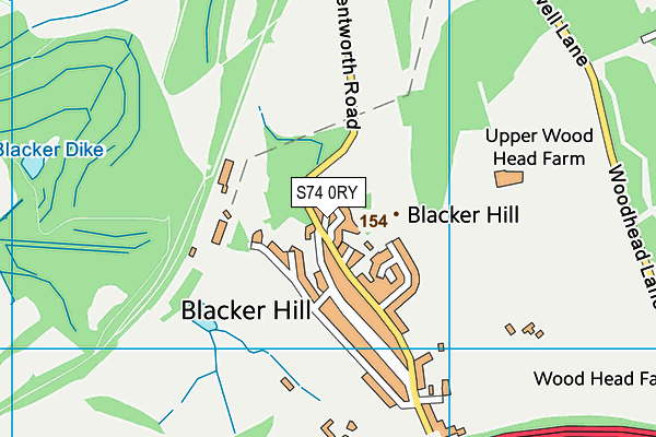 S74 0RY map - OS VectorMap District (Ordnance Survey)
