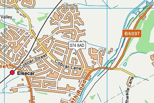 S74 8AD map - OS VectorMap District (Ordnance Survey)