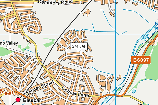 S74 8AF map - OS VectorMap District (Ordnance Survey)