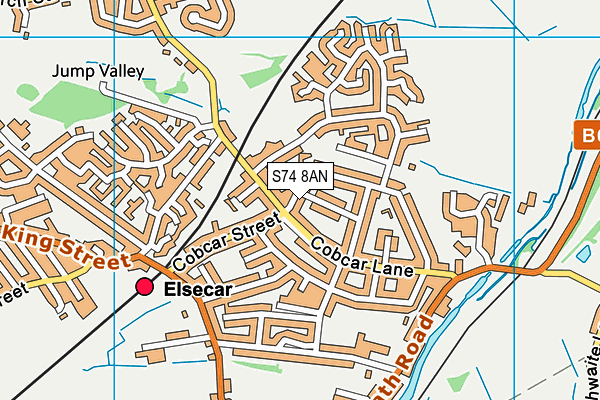 S74 8AN map - OS VectorMap District (Ordnance Survey)