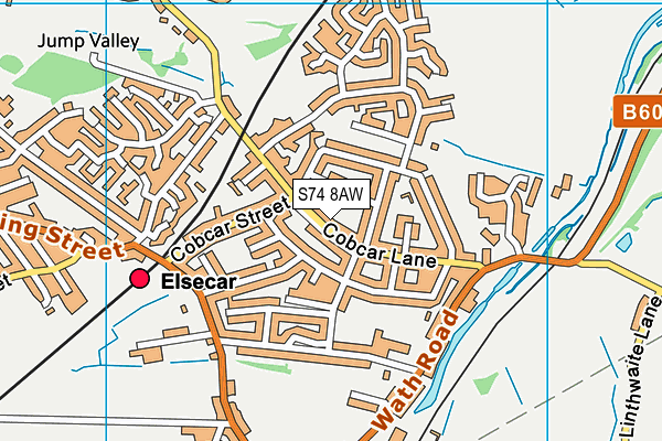 S74 8AW map - OS VectorMap District (Ordnance Survey)