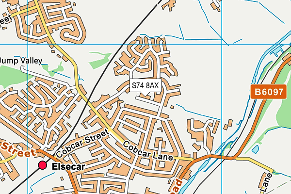 S74 8AX map - OS VectorMap District (Ordnance Survey)