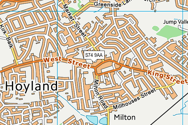 S74 9AA map - OS VectorMap District (Ordnance Survey)
