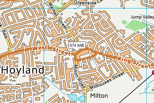 S74 9AB map - OS VectorMap District (Ordnance Survey)