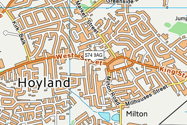 S74 9AG map - OS VectorMap District (Ordnance Survey)