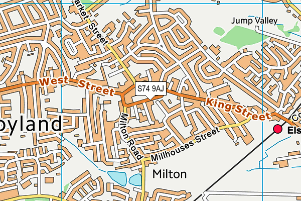 S74 9AJ map - OS VectorMap District (Ordnance Survey)