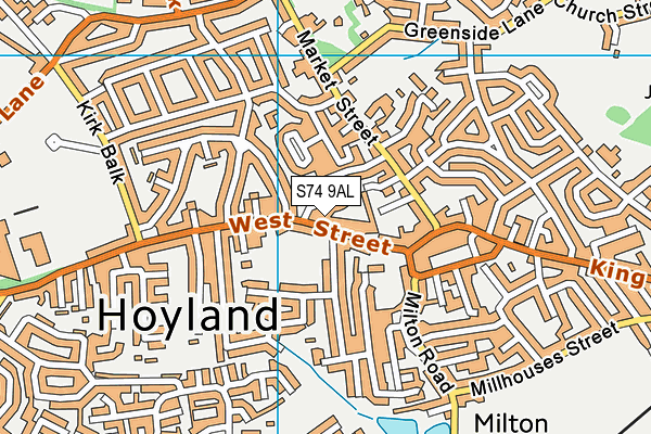 S74 9AL map - OS VectorMap District (Ordnance Survey)