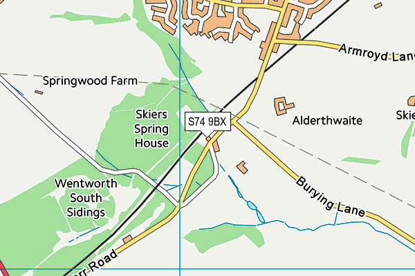 S74 9BX map - OS VectorMap District (Ordnance Survey)