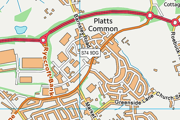 S74 9DG map - OS VectorMap District (Ordnance Survey)