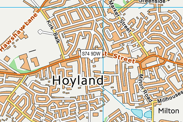 S74 9DW map - OS VectorMap District (Ordnance Survey)