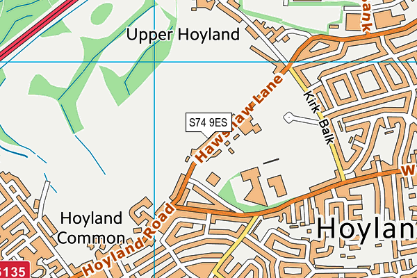 S74 9ES map - OS VectorMap District (Ordnance Survey)