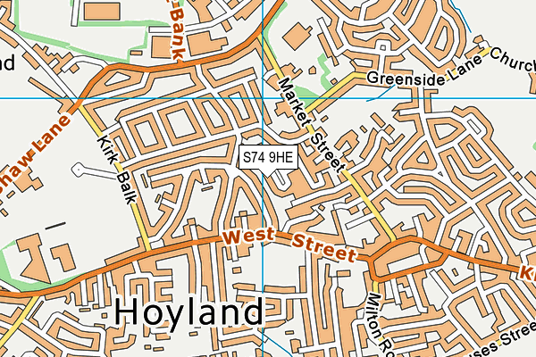 S74 9HE map - OS VectorMap District (Ordnance Survey)