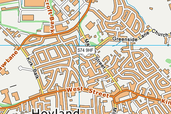 S74 9HF map - OS VectorMap District (Ordnance Survey)