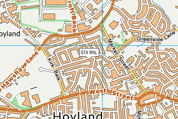 S74 9HL map - OS VectorMap District (Ordnance Survey)