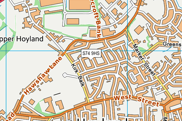 S74 9HS map - OS VectorMap District (Ordnance Survey)