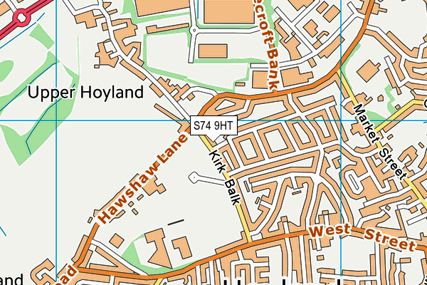 S74 9HT map - OS VectorMap District (Ordnance Survey)