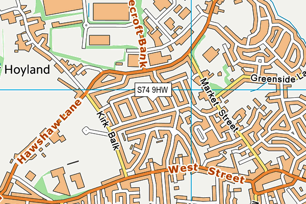 S74 9HW map - OS VectorMap District (Ordnance Survey)