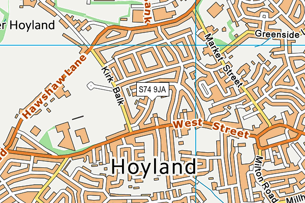 S74 9JA map - OS VectorMap District (Ordnance Survey)