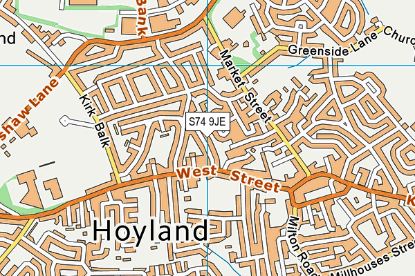S74 9JE map - OS VectorMap District (Ordnance Survey)