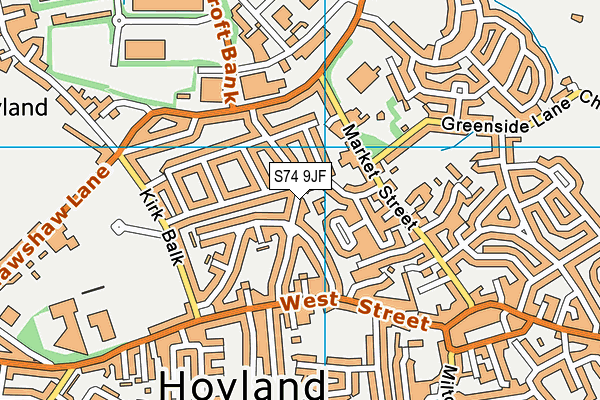 S74 9JF map - OS VectorMap District (Ordnance Survey)