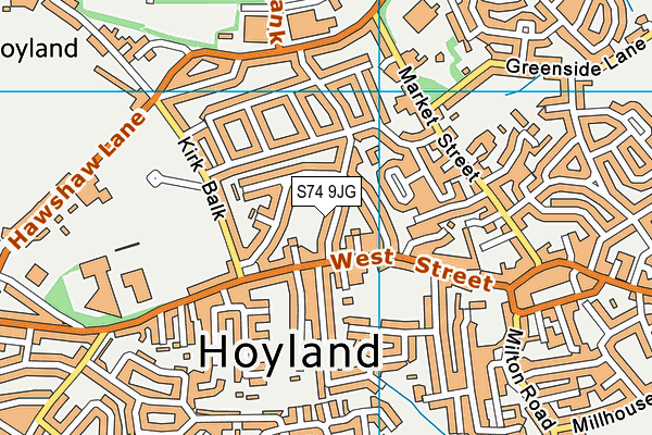 S74 9JG map - OS VectorMap District (Ordnance Survey)