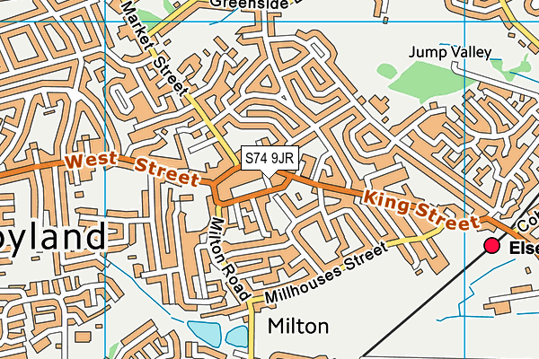 S74 9JR map - OS VectorMap District (Ordnance Survey)