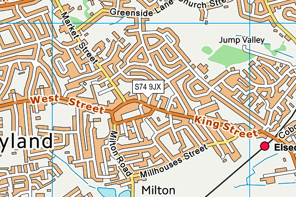 S74 9JX map - OS VectorMap District (Ordnance Survey)