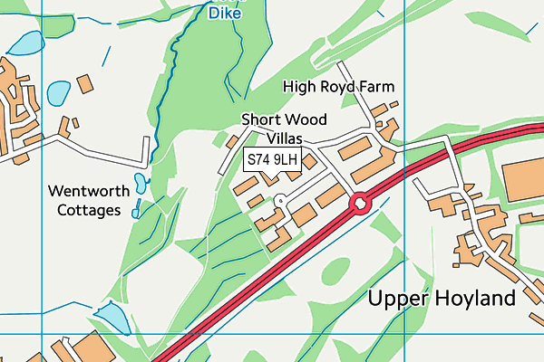 S74 9LH map - OS VectorMap District (Ordnance Survey)