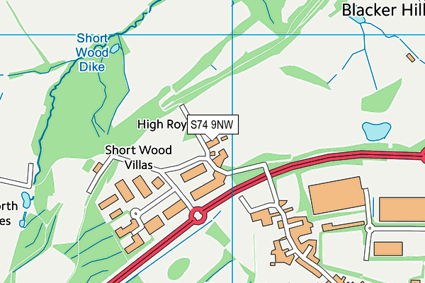 S74 9NW map - OS VectorMap District (Ordnance Survey)