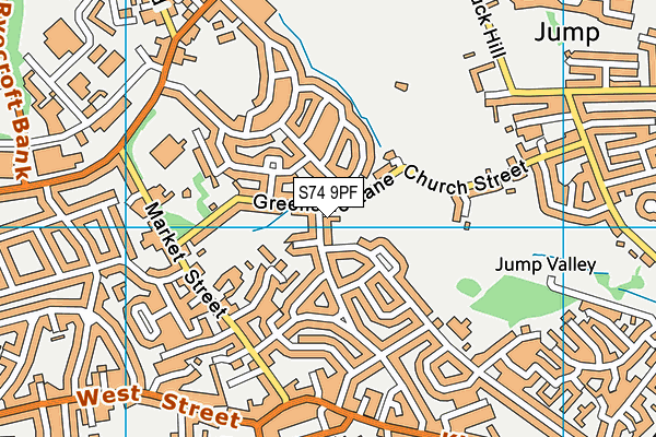 S74 9PF map - OS VectorMap District (Ordnance Survey)
