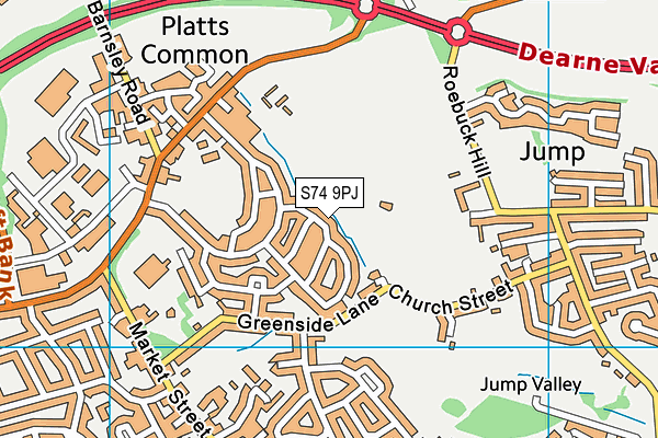 S74 9PJ map - OS VectorMap District (Ordnance Survey)