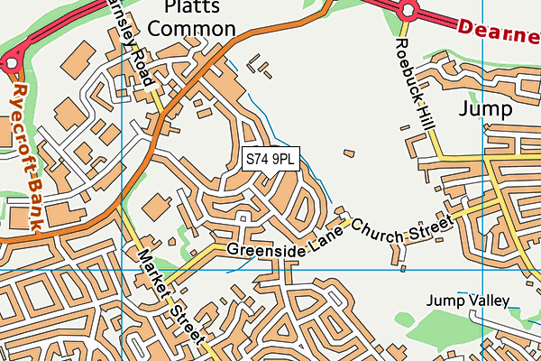 S74 9PL map - OS VectorMap District (Ordnance Survey)