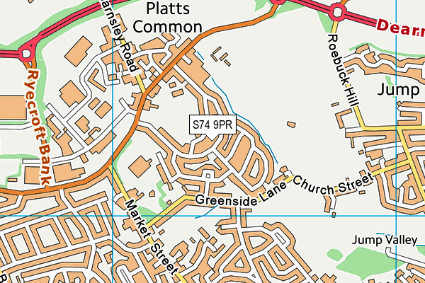 S74 9PR map - OS VectorMap District (Ordnance Survey)