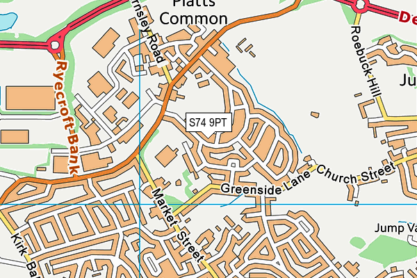 S74 9PT map - OS VectorMap District (Ordnance Survey)