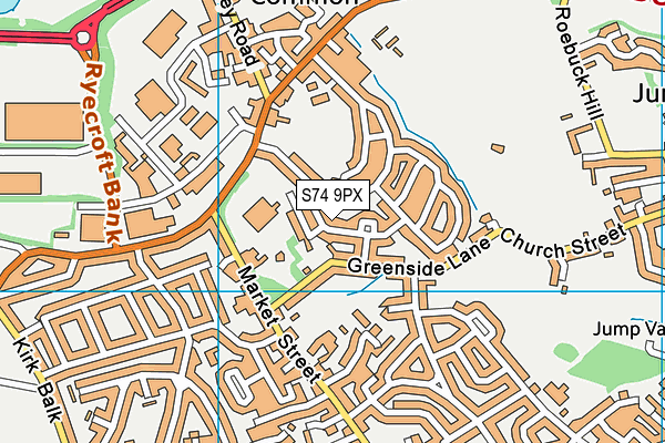 S74 9PX map - OS VectorMap District (Ordnance Survey)