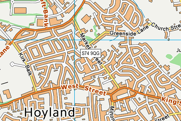 S74 9QG map - OS VectorMap District (Ordnance Survey)