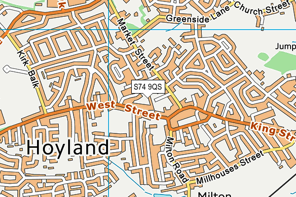 S74 9QS map - OS VectorMap District (Ordnance Survey)