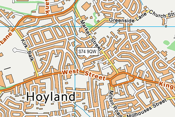 S74 9QW map - OS VectorMap District (Ordnance Survey)