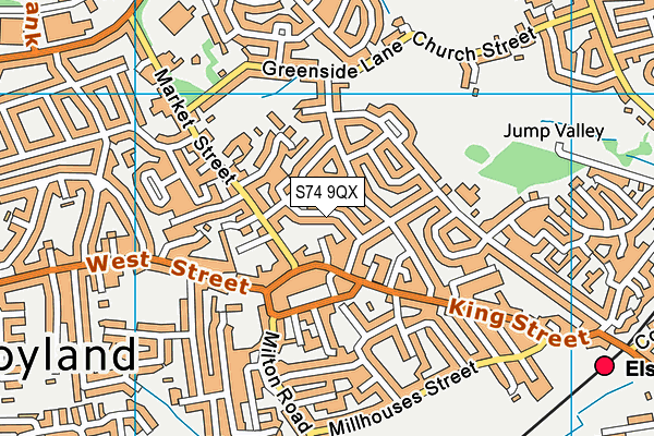 S74 9QX map - OS VectorMap District (Ordnance Survey)