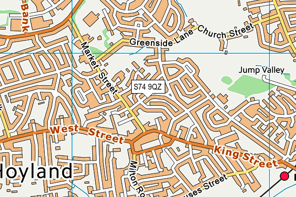 S74 9QZ map - OS VectorMap District (Ordnance Survey)