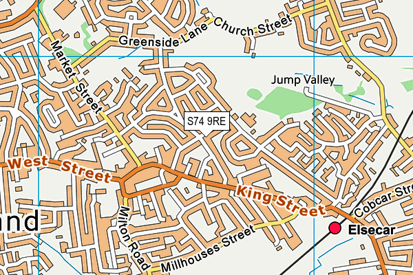 S74 9RE map - OS VectorMap District (Ordnance Survey)