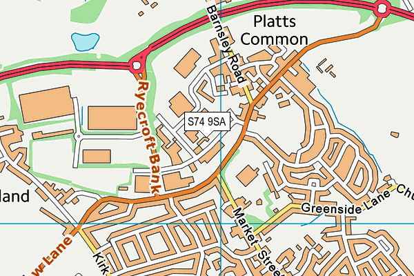 S74 9SA map - OS VectorMap District (Ordnance Survey)