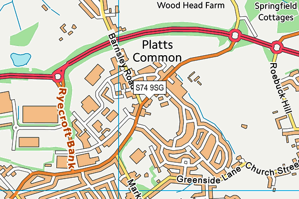 S74 9SG map - OS VectorMap District (Ordnance Survey)