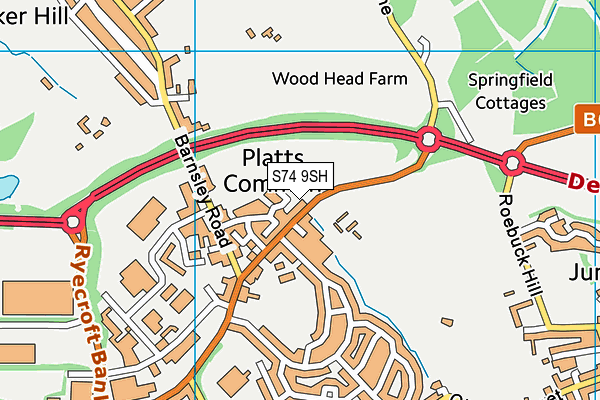 S74 9SH map - OS VectorMap District (Ordnance Survey)