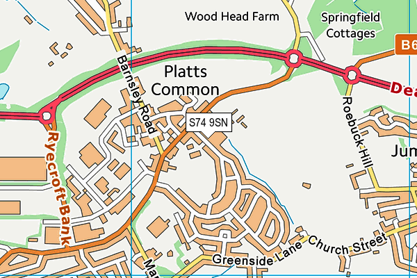 S74 9SN map - OS VectorMap District (Ordnance Survey)