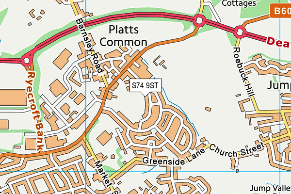 S74 9ST map - OS VectorMap District (Ordnance Survey)